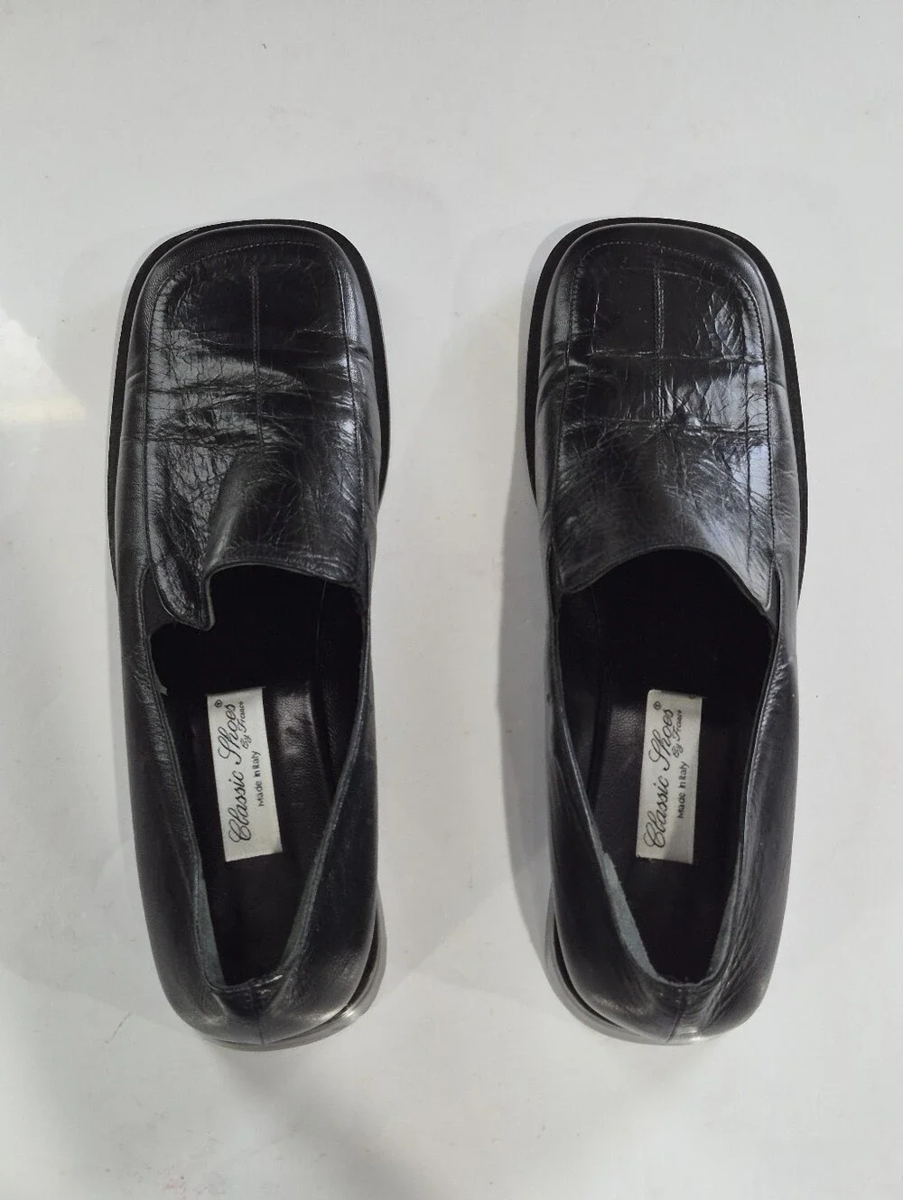 Classic Shoes by Franco Men's Black Slip-On Leather Dress Shoes Size 43